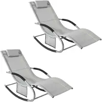 SoBuy OGS28-HGx2 - Set van 2 Schommelligstoelen - tot 120 kg - 145 x 63 x 86 cm - Grijs