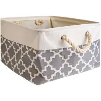 Intirilife opbergmand organiser met handvat in grijs met patroon - 41 x 31.5 x 21 cm - opgevouwen 41 x 33.5 x 5.5 cm