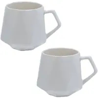 Intirilife 2x koffiekopje met fijne afwerking in het wit, inhoud van 350 ml - 13 x 10.5 x 9.2 cm - theekopje mok