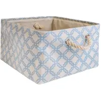 Intirilife opbergmand organiser met handvat in blauw met patroon - 41 x 31.5 x 21 cm - opgevouwen 41 x 33.5 x 5.5 cm