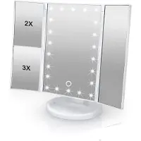 Intirilife make-up spiegel met led - verlichte make-up spiegel make-up tafel spiegel inklapbaar wit