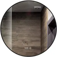 Mirlux Badkamerspiegel - LED Verlichting & Verwarming – Anti Condens - Wandspiegel Rond - Mat Zwart - 80CM