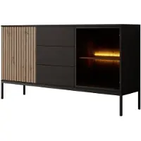 Meubella | Dressoir mat zwart 154x39x83cm met LED