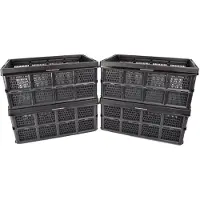 Merkloos Beste Opslag die Je Kunt Vinden Set Van 4 Zwarte Vouwkrat 32 Liter Elk Robuust en Opvouwbaar 50x21x33cm Bewaar