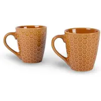 Merkloos 2x Luxe Keramische Beker Set - Koffie- en Theebekers, 200ml Capaciteit, bruin Kleur