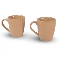 Merkloos 2x Luxe Keramische Beker Set - Koffie- en Theebekers, 200ml Capaciteit, Beige Kleur