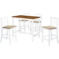 vidaXL Bartafel- en barstoelenset massief hout bruin en wit 5-delig