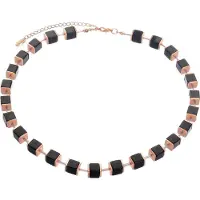 Behave - Ketting Met Blokjeskralen - Moderne Minimal Look - Zwart - 47 cm