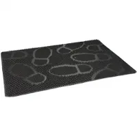 Merkloos Anti-slip deurmat - rubber - met noppen - zwart - 60 x 40 cm - voor binnen en buiten - Deurmatten