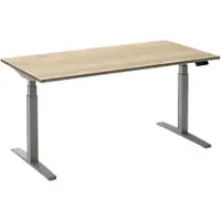 Ceha Adjust 2 Plus Elektrisch hoogteverstelbaar Zit-sta-bureau Rechthoekig Wit Eiken T-Voet 1,200 (B) x 800 (D) x 1,300 (H) mm Melamine, metaal