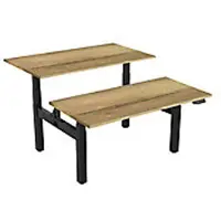 Euroseats Dual Bench Zit-sta-bureau Rechthoekig Naturel Eiken H-Frame 1.800 (B) x 800 (D) x 1.305 (H) mm Metaal
