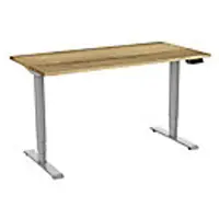 Euroseats Zit-sta Zit-sta-bureau Rechthoekig Naturel Eiken T-Voet 1.800 (B) x 800 (D) x 1.275 (H) mm Metaal