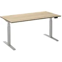 Ceha Adjust 2 Plus Elektrisch hoogteverstelbaar Zit-sta-bureau Rechthoekig Wit Eiken T-Voet 1,600 (B) x 800 (D) x 1,300 (H) mm Melamine, metaal