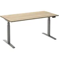 Ceha Adjust 2 Plus Elektrisch hoogteverstelbaar Zit-sta-bureau Rechthoekig Wit Eiken T-Voet 1,600 (B) x 800 (D) x 1,300 (H) mm Melamine, metaal