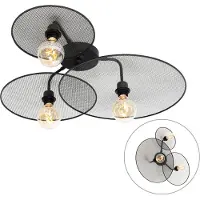 QAZQA Design wandlamp zwart met mesh 3-lichts - Jane