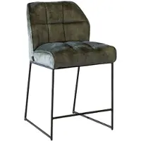 Bronx Velvet barkruk Janna groen 70 cm.