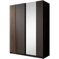 Meubella Kledingkast Boets - Zwart - Eiken - 150 cm - Met spiegel