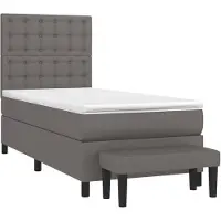vidaXL Boxspring met matras kunstleer grijs 100x200 cm