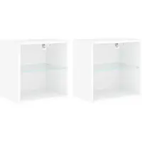 vidaXL Nachtkastjes met LED's 2 st wandgemonteerd wit