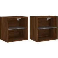 vidaXL Nachtkastjes met LED's 2 st wandgemonteerd bruin eikenkleur