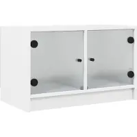 vidaXL Tv-meubel met glazen deuren 68x37x42 cm wit