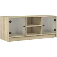 vidaXL Tv-meubel met glazen deuren 102x37x42 cm sonoma eikenkleurig