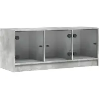 vidaXL Tv-meubel met glazen deuren 102x37x42 cm betongrijs
