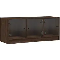 vidaXL Tv-meubel met glazen deuren 102x37x42 cm bruin eikenkleur