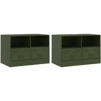 vidaXL Nachtkastjes 2 st 67x39x44 cm staal olijfgroen