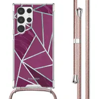 IMoshion Design hoesje met koord voor de Samsung Galaxy S22 Ultra - Bordeaux Graphic