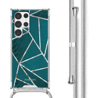 IMoshion Design hoesje met koord voor de Samsung Galaxy S22 Ultra - Petrol Green Graphic