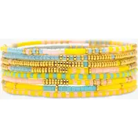Pura Vida - SUNSET BEACH STRETCHARMBAND MET GEMENGDE KRALEN, SET VAN 8