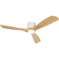 QAZQA Plafondventilator wit met hout 131.5cm incl. LED dimbaar met afstandsbediening - Jerri