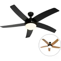 QAZQA Slimme plafondventilator zwart met houtlook 132cm incl. LED dimbaar met afstandsbediening - Cool