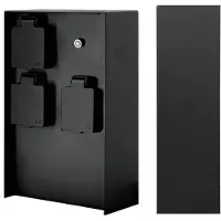 Livolo Buiten Wandcontactdoos | Zwart | 3 Stopcontacten | Breed | Waterdicht