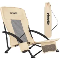 VirtuFit Strandstoel opvouwbaar - Campingstoel - Beige
