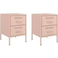 vidaXL Nachtkastjes 2 st 36x39x50,5 cm staal roze