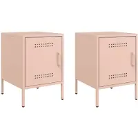 vidaXL Nachtkastjes 2 st 36x39x50,5 cm staal roze