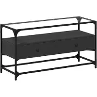vidaXL Tv-meubel met glazen blad 98x35x51 cm bewerkt hout zwart