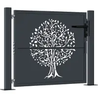 vidaXL Poort 100x75 cm met boomontwerp staal antracietkleurig