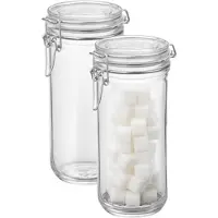 Bormioli Rocco Voorraad/weck pot - 2x - glas - transparant - 21 x 10 cm - 1 L