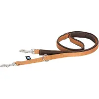 AnnyX 2 voudig verstelbare hondenlijn hondenriem middel-BOLT-bruin-barnsteen- 175cm voor kleine honden-korte wandellijn