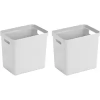 Sunware Opbergbox Sigma - 3x - kunststof - wit - 25 liter - Opbergbakken/opbergers - 35 x 25 x 36 cm