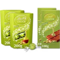Lindt LINDOR Pistache Chocolade bundel 600 gram - Melkchocoladereep met Pistache vulling - Melkchocolade bonbons met Pistache vulling - Pistache Chocolade
