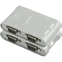 Logilink USB 2.0 naar 4 x Seriële poort adapter (verpakt per stuk in een vouwdoos)