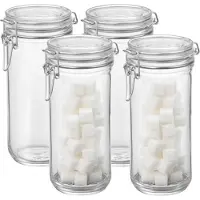 Bormioli Rocco Voorraad/weck pot - 4x - glas - transparant - 21 x 10 cm - 1 L