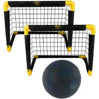 Umbro Voetbaldoel 50 x 44 x 44 cm - Voetbaldoeltjes Set van 2 met Voetbal - Voetbalgoal Opvouwbaar - Zwart/ Geel