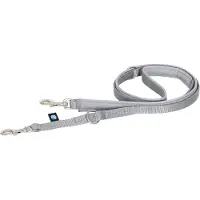 AnnyX 2 voudig verstelbare hondenlijn hondenriem middel-BOLT-grijs-zilver 175cm voor kleine honden-2 musketon haken-korte wandellijn