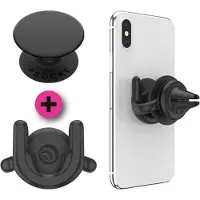 PopSockets PopPack PopMount 2 Autoventilator + PopGrip Zwart, Smartphonehouder, Zwart