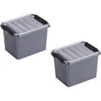 Sunware 8x stuks q-line opberg box/opbergdoos - 3 liter - 20 x 15 x 14 cm - kunststof - opslagbox - grijs